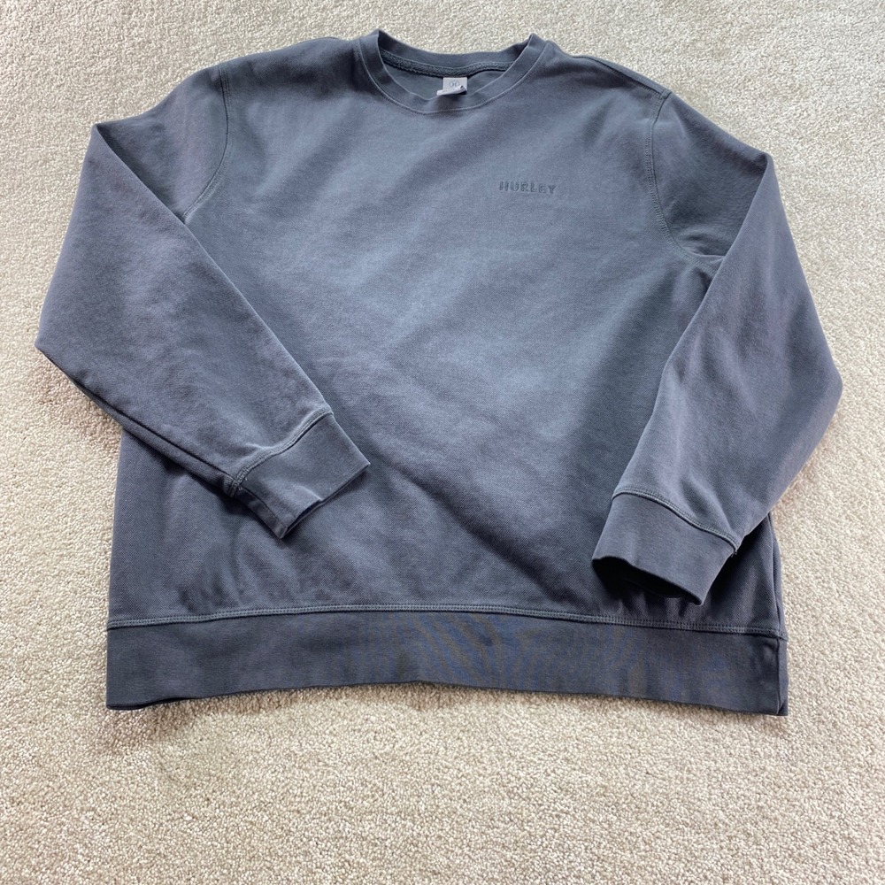 Hurley Sweatshirt Mens Large Gray Crewneck Textured Pullover Long Sleeve